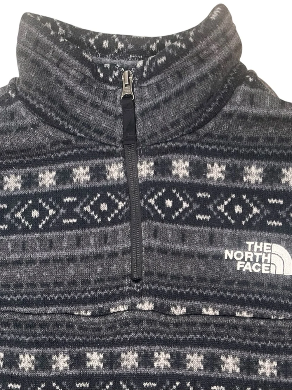 North Face Tsillan 1/4-Zip Fleece Pullover Sweater Jacket Mens Large Grey White